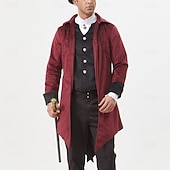 preiswerte Oberteile-Mittelalterlich Renaissance Steampunk Mantel Frack Oberbekleidung Prinz Vampir Edelmann Kostüm Herren Halloween Karneval Leistung LARP Renaissance-Messe Erwachsene Mantel
