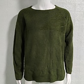 preiswerte Herrenpullover-Herren Pullover Strickpullover Gerippt Stricken Normale Oberteile Gestrickt Einfach Rundhalsausschnitt Mode Basic Urlaub Alltagskleidung Bekleidung Herbst Winter Schwarz Weiß M L XL