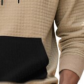 abordables sudaderas basicas hombre-Hombre Sudadera Sudadera con capucha y diseño de gofres Sudadera Con Capucha Negro Verde Ejército Caqui Gris Con Capucha Plano Retazos Bloque de Color Deporte Casual Diario Ropa de calle Fresco Ropa