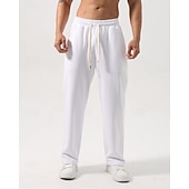 cheap Straight Leg-Men's Sweatpants Trousers Straight Leg Sweatpants Drawstring Pocket Elastic Waist Plain Comfort Sports Outdoor Daily Fashion Casual Black White Micro-elastic