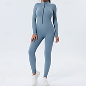 preiswerte Sets &amp; Einteiler-Damen Trainingsanzug Einteiliger Strampler Reißverschluss Einfarbig Bodysuit Herbst Schwarz Rosa Fitnessstudio sportlich Laufen Bauchkontrolle Atmungsaktiv Langarm Sport Sportkleidung