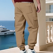 economico Carico-Per uomo Pantaloni da tuta Pantaloni in Pile Joggers Pantaloni invernali Pantaloni da Tuta Cargo Coulisse Tasca Elastico in vita Semplice Comodità Caldo Sport all'Aperto Quotidiano Moda Casual Nero