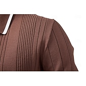 billige Herre Elite Genser og Cardigans-Herre Pullover genser Strikke Vanlige topper Fargeblokk Knapper Helfarge Polokrage Årgang Daglig Skole Hjem Klær Vår Høst Blå Brun S M L
