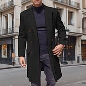 preiswerte Herren-Blazer &amp; -Anzüge-Herren Mantel Trenchcoat Langer Trenchcoat Urlaub Täglich Herbst Winter Polyester Winddicht Warm Oberbekleidung Bekleidung Mode Klassisch Einfach Tasche Revers Doppelreihig