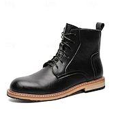 abordables Bottines-Bottines à lacets en similicuir marron pour homme, chaussures d&#039;extérieur décontractées classiques pour le travail et le quotidien