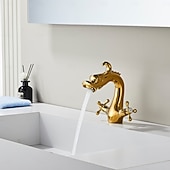 preiswerte Waschbeckenarmaturen-Waschbeckenarmatur - Klassisch Chrom / Ölgeriebene Bronze / Antikes Messing Mittelset Zwei Griffe Ein LochBath Taps