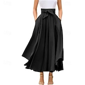 ieftine Fuste simple-Pentru femei Fustă Leagăn Modă Casual Maxi Talie Înaltă Fuste Tiv neregulat Micro-elastic Casul / Zilnic Sfârșit de săptămână Negru Alb Roșu-aprins Portocaliu Vară Poliester