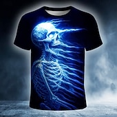 Χαμηλού Κόστους T-shirt Halloween-Halloween Ανδρικά Νεκροκεφαλές 3D Εκτύπωση 3D Μπλουζάκι Κοντομάνικο Κοντομάνικη μπλούζα 3D εκτύπωση Στρογγυλή Ψηλή Λαιμόκοψη Πουκάμισο Εξωγκωμένος Υψηλής Ποιότητας Φρίκης Πάρτι Δρόμος Αργίες