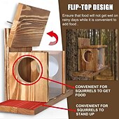 abordables Équipement de Camping-Mangeoire à écureuils, cantine à écureuils murale en bois robuste pour jardin, boîte d&#039;alimentation pour écureuils en rondins d&#039;extérieur résistante à l&#039;humidité pour jardin, arbre