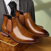 abordables Bottes de Chelsea-Homme Bottes Bottes Chelsea Marche ancien Occasionnel Cuir PU Confortable Antidérapant Chaud Bottines Mocassin Noir Jaune Marron Automne Hiver
