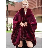 billige Pelssjal-Pelssjal Elegant Hold Varm Ermeløs Flaggermusermer Polyester Bryllup Wrap Med Ren Farge Til Spesiell Leilighet Høst vinter