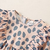 cheap Daily Family Matching-Mommy and Me Dresses Polka Dot Street Print Khaki Long Sleeve Midi Active Matching Outfits