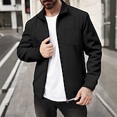 abordables Vestes Décontractées-Homme Veste Légère Veste gaufrée Veste Décontractée Vacances Quotidien Respirant Avec Poches Printemps Automne Uni Mode Classique Revers Régulier Noir Blanche Vin Vert foncé Kaki Veste