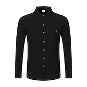 economico Camicie di lino-Per uomo Camicia Camicia di lino Camicia casual Camicia con Bottoni Camicia di cotone Semplice Vacanza Camicia hawaiana Nero Bianco Giallo Blu marino Manica Lunga Bavero Primavera Autunno