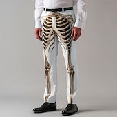 economico Pantaloni di Halloween-Halloween Per uomo Scheletro Costumi Halloween Pantaloni Eleganti Pantaloni Pantaloni da Abito Misura del girovita medio Gotico punk oscuro All&#039;aperto Vacanza Casuale Pantaloni slim fit con tasche