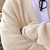 preiswerte Herren Strickjacke-Herren Pullover Strickjacke Gerippt Stricken Normale Oberteile Gestrickt Einfach Kragenlos Urlaub Mode Lässig Alltagskleidung Bekleidung Frühling &amp; Herbst Beige M L XL