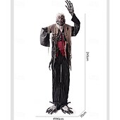 levne Halloween-Halloweenská animatronika, zvukem aktivovaný vlkodlak se zářícíma očima a děsivými zvuky, obří animovaná venkovní halloweenská dekorace, pánský doplněk