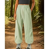 preiswerte Unterteile-Damen Hose mit weitem Bein Wanderhosen Regenhose zum Wandern Außen Normale Passform Wasserdicht Winddicht Unterteile Kordelzug Tasche Elastischer Bund Schwarz Weiß Camping / Wandern Laufen S M L XL