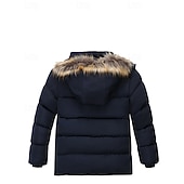 preiswerte Mädchen Daunen- und Parkajacke-Kinder Jungen Daunenmantel Kapuzenjacke Oberbekleidung Buchstabe Langarm Reißverschluss Tasche Mantel Outdoor Täglich Schwarz Rote Marineblau Winter Ab 4 Jahren