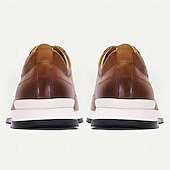 billige Førsteklasses joggesko i skinn-brune herresneakers i skinn – lette sportssko med snøring for hverdagsbruk, reiser og helgetur