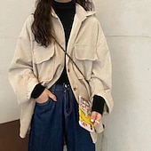 voordelige Dames eenvoudige tops-Damesoverhemd effen kleur elegant vintage dagelijks lange mouw bisschopsmouw overhemd kraag lange tops werk dagelijks uitgaan roze bruin abrikoos lente herfst winter lente, herfst, winter