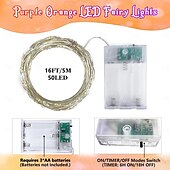 economico Striscie luci a batteria-10 pezzi 5m/16,4ft 50 perline a led luci a stringa per Halloween Natale matrimonio San Valentino festa atmosfera interna ed esterna decorazione stringa di luci scatola batteria AAA funzione timer