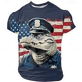  Per uomo Coccodrillo 3D USA Maglietta Manica Corta maglietta Stampa 3D Girocollo Camicia Moda Esagerato Quotidiano Feste Streetwear Casuale Nero Rosso Blu Estate Primavera Abbigliamento S M L XL XXL