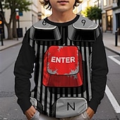 billiga Pojkes Halloween kostymer-Halloween Pojkar 3D Grafisk T-shirt Långärmad Vår Höst Mode Grundläggande Barn 4-12 år Rund hals Utomhus Ledigt Dagligen Normal