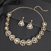 abordables Parures de Bijoux-Parure de bijoux 2 Perle Chrome 1 Collier Boucles d&#039;oreilles Femmes Élégant ancien Mode Le style rétro Classique Rond Parure de Bijoux Pour Mariage Soirée robe demoiselle d honneur