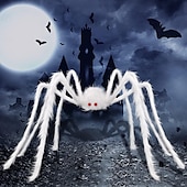 billige Halloween-gigantisk halloween hårete edderkopp realistisk skummel hvit edderkopp rekvisitter dekorasjon for innendørs og utendørs dekorasjon