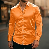 economico Camicie in raso da uomo-Per uomo Camicia Come la seta Camicia in raso Camicia elegante Camicia casual Camicia con Bottoni Semplice Matrimonio Abbigliamento casual alla moda Nero Bianco Giallo Rosa Manica Lunga Bavero