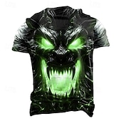  Муж. Черепа 3D-печати 3D Футболка С короткими рукавами Футболка 3D печать Вырез под горло Рубашка преувеличены Оригинальный рисунок Ужас Для вечеринок Для улицы Праздники Розовый Красный Синий