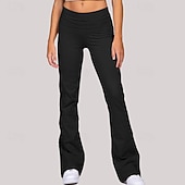 Women's Flared Pants Sports Pants Tummy Control Gym Athletic Pilates Bottoms Solid Color Black Fall Sports Activewear Slim4