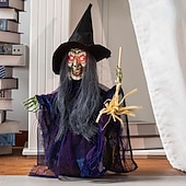 お買い得  ハロウィン-ハロウィンの魔女の飾り、ハロウィンの魔女が開いた魔女のフィギュア、ハロウィンの飾り、サウンドアクティブ - ホームデコレーション、パーティーギフト用品、屋内屋外用、光る目付き