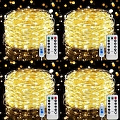 economico Striscie luci USB-4 pezzi 10 m/33 piedi 100 fasci di luci a LED per Halloween Natale San Valentino festa di nozze stringa di luci in filo di rame per interni ed esterni spina USB telecomando a 8 funzioni IP44
