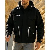 preiswerte Wasserdichte Jacken-Herren Softshelljacke Wanderjacke Hardshelljacke Außen Wasserdicht Winddicht Wanderoutfits Wanderbekleidung Frühling Herbst Jacke Jagd Klettern Laufen Einfarbig Schwarz Armeegrün Khaki