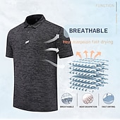 cheap Men's Golf Polo-Men's Sports Polo Shirts Golf Shirt Casual Sports Lapel Short Sleeve Fashion Basic Plain Textured Buttons Summer All Seasons Regular Fit Navy Blue Sports Polo Shirts
