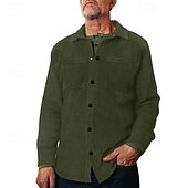 economico camicia da uomo con bottoni-Per uomo Camicia Camicia casual Camicia da Spiaggia Camicia di Velluto a Coste Camicia con Bottoni Nero Verde militare Grigio Manica Lunga Semplice Bavero Vacanza Camicia hawaiana Tasca Abbigliamento