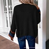 billige Cardigans og yttertøy-Dame Kofte Elegant Ferie Årgang Åpen Forside Stripe Drop Shoulder Langermet Vanlige topper Strikke Skole Hjem Fest Svart Kakifarget Høst Vinter