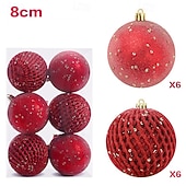 クリスマスツリーボールオーナメント12個、8cm/3.15インチのクリスマスデコレーション、グリッターペイント吊り下げセット お買い得  装飾品-クリスマスツリーボールオーナメント12個、8cm/3.15インチのクリスマスデコレーション、グリッターペイント吊り下げセット