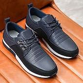 Χαμηλού Κόστους Καθημερινά Sneakers-Ανδρικά μπλε σκούρο ελαστικά αθλητικά παπούτσια με κορδόνια – αναπνεύσιμα αθλητικά παπούτσια για επαγγελματικές casual εμφανίσεις, μετακινήσεις και περπάτημα στην πόλη