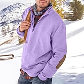 abordables Sudaderas Básicas_-Hombre Sudadera Sudadera Con Capucha Pull-over Sudadera con un cuarto de cremallera Albaricoque Negro Blanco Amarillo Verde Ejército Cuello Mao Plano Retazos Deporte Casual Diario Ropa de calle