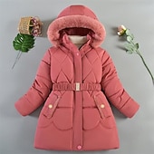 billiga Girl&amp;#39;s Downs &amp;amp; Pufferjacka-Barn Flickor Pufferjacka Ensfärgat Mode Ficka Skola Täcka Ytterkläder 4 år + Höst Svart Rodnande Rosa Rubinrött