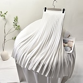 ieftine Fuste de șifon-Pentru femei Fustă Leagăn Modă Casual Maxi Talie Medie Fuste Simplu Plisată Micro-elastic Vacanță Stradă Negru Alb Bleumarin Gri Închis Vară Șifon Poliester