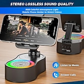 baratos Luzes decorativas-Suporte para celular com alto-falante bluetooth sem fio, alto-falante de indução com som surround hd para casa e exterior, compatível com iphone/ipad/samsung galaxy