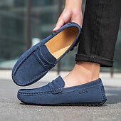 billiga Slip-ons och loafers till herrar-Röda herrloafers i konstläder med slip-on-funktion, lätta, avslappnade mockasiner för arbete, resor och vardagsbruk