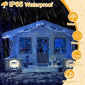 economico Strisce LED-Luci a stringa da 10 m, 370 LED, 1 set di staffe di montaggio, 1 set di luci natalizie bianche calde, bianche fredde, blu, solari, per matrimoni, alimentate a energia solare