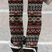 economico -Per donna Pantaloni Leggings Casual Boho Lunghezza intera Vita Alta Geometrico Elastico in vita Stampato Traspirabilità Confortevole Elasticizzato Vacanza Streetwear Abbigliamento quotidiano Rosso