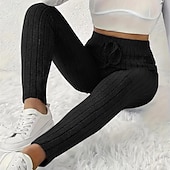Χαμηλού Κόστους Γυναικείο Skinny Παντελόνι-Γυναικεία Κοτλέ παντελόνι Πλατύ παντελόνι ανάπαυσης Παντελόνια με κοψίματα Κομψό στυλ street Καθημερινό Μέχρι τον αστράγαλο Ψηλή Μέση Σκέτο Κορδόνι Ελαστικό σχέδιο κορδονιών περίσφιξης Άνετο