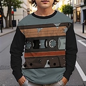 billiga Pojkes Halloween kostymer-Halloween Pojkar 3D Tecknat T-shirt Långärmad Vår Höst Mode Grundläggande Barn 4-12 år Rund hals Utomhus Ledigt Dagligen Normal
